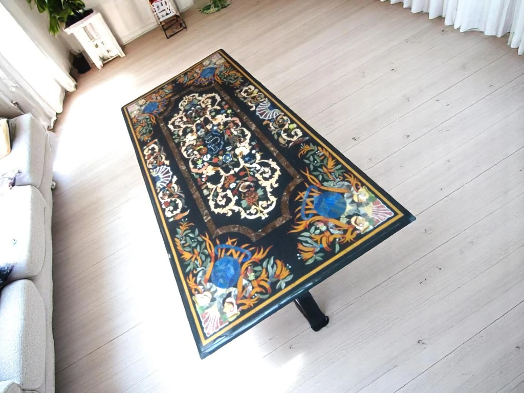 Luxurious Dining Room Marble Inlay Table Top in India - Vedant Artisans